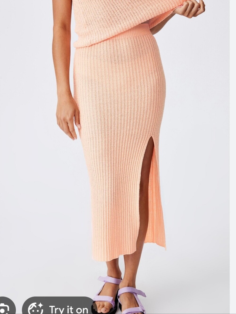 Cotton On Match me knit midi skirt - mango sorbet Sz XS NWT
